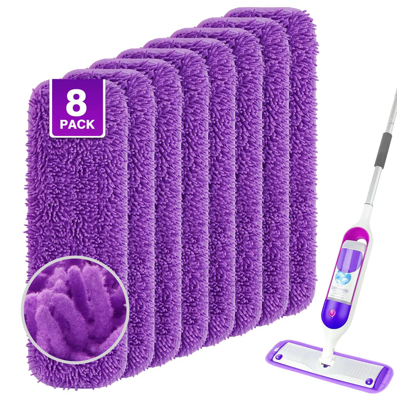 UNIMADE Reusable Mop Pads for Swiffer PowerMop 8 Pack Microfiber Mop Pad Refills with Scrubber Strips for 13-15 SprayMop Washable MopPad Use for Most Floor Types Designed for Pets - Purple